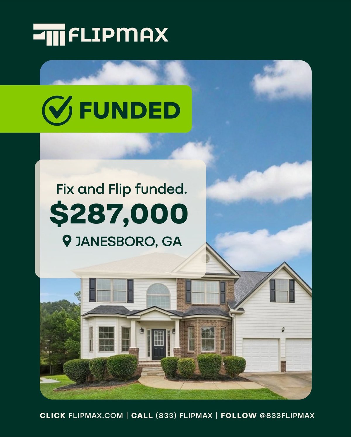 Front exterior of a single-family fix-and-flip investment property in Jonesboro, Georgia